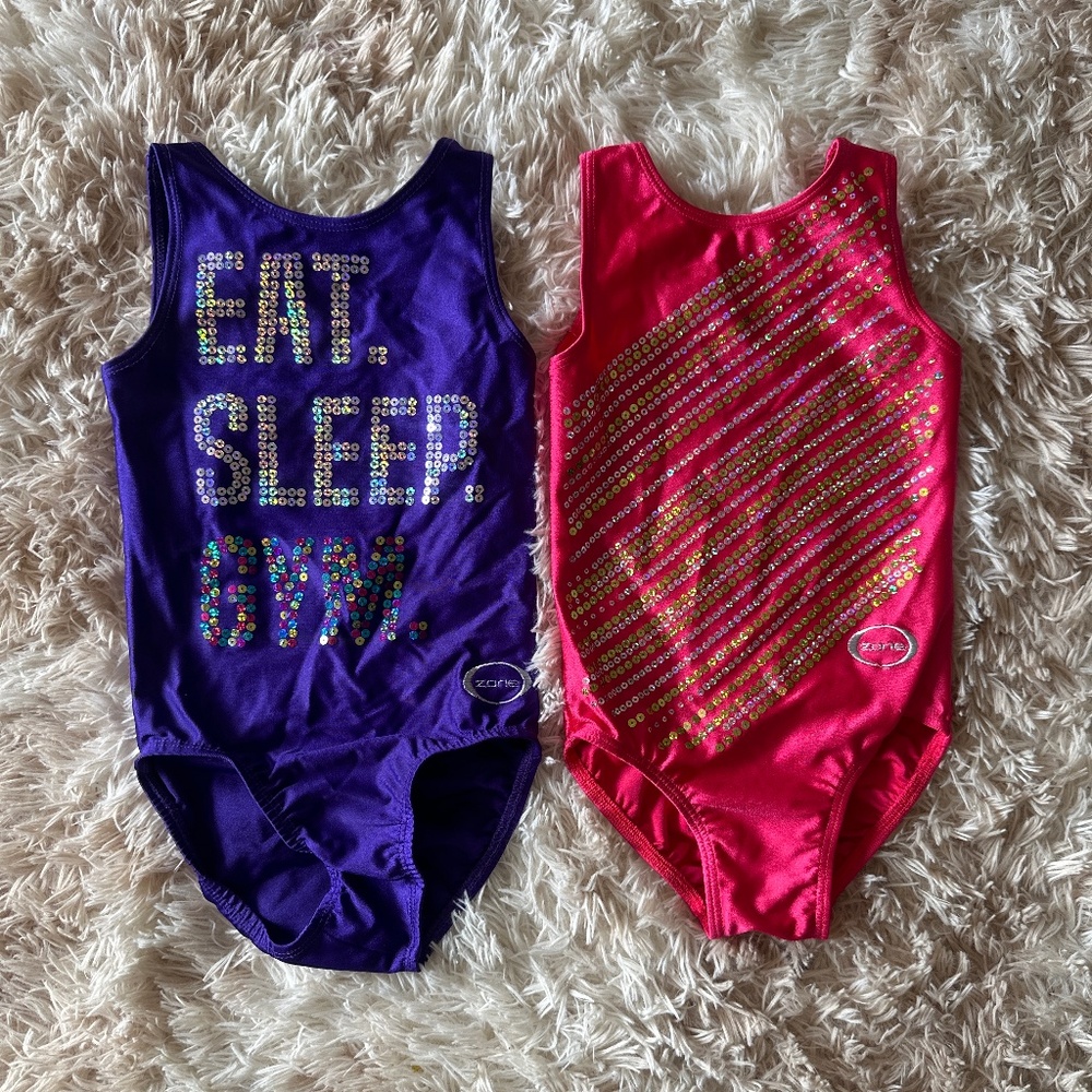 Ozone Pink and Purple Gymnastics Leotards Size Youth Medium